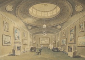 Schizzo della Galleria di Sir John Leicester di quadri di artisti britannici, Hill Street, Berkley Square da John Chessell Buckler