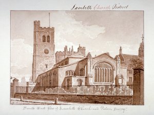 Vista sud-est della chiesa di Santa Maria, Lambeth, Londra da John Chessell Buckler