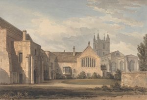 Vista Sud-Est della Chiesa e del Palazzo a Croydon, Surrey da John Chessell Buckler