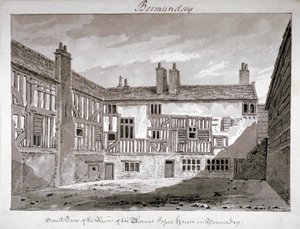 Vista sud dei resti della casa di Thomas Pope, Mill Lane, Bermondsey, Londra, 1808 da John Chessell Buckler