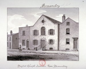 Veduta della Cappella Battista su Jamaica Row, Bermondsey, Londra, 1826 da John Chessell Buckler