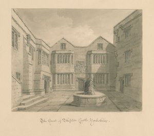 Yorkshire - Castello di Skipton (disegno a seppia) da John Chessell Buckler
