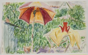 Ombrello da sole nel giardino