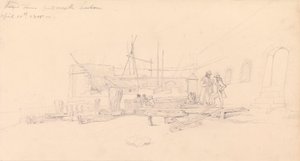 Disegno della Torre Rotonda, porto di Portsmouth da John Christian Schetky