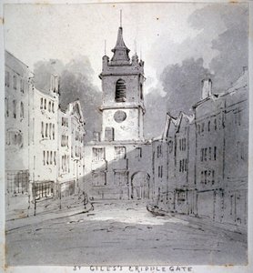 Chiesa di St Giles senza Cripplegate da Fore Street, City of London, 1790 da John Claude Nattes