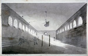 Vista interna della casa di equitazione, Hyde Park, Londra, c1811 da John Claude Nattes
