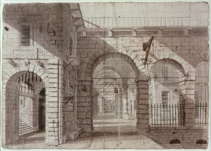 Cortile della prigione di Newgate da John Claude Nattes