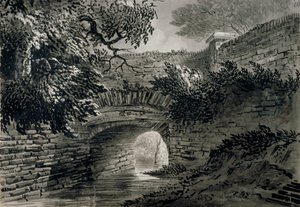 Vista di una Sezione del Sistema di Drenaggio del Serpentine a Hyde Park, Londra da John Claude Nattes