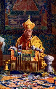 Il Deb Raja, capo ad interim della Chiesa buddista del Bhutan, 1922 da John Claude White