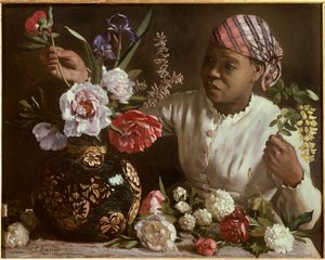 La negra con peonie da John Clayton Adams