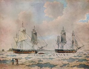 Le navi della spedizione di scoperta di Lord Mulgrave incastrate nel ghiaccio nelle regioni polari