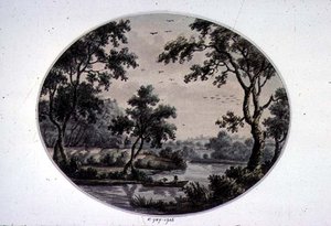 Scena fluviale (disegno) da John Collet