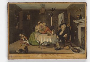 Il marito tranquillo, stampa realizzata da John June, c.1768 da John Collet