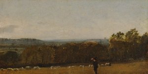 Un pastore in un paesaggio che guarda attraverso Dedham Vale verso Langham, ca. 1811 da John Constable