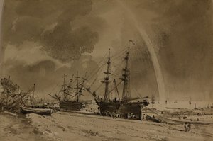 Spiaggia di Brighton con un arcobaleno: scaricatori di carbone, c.1792 da John Constable