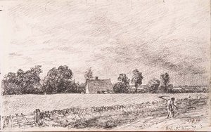 Cottage e strada, East Bergholt da John Constable