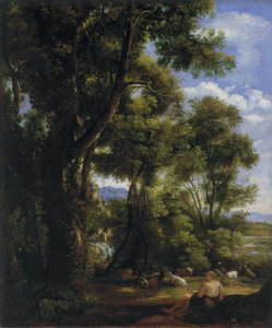 Paesaggio con capraio e capre