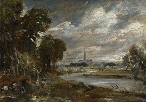 Cattedrale di Salisbury dal fiume Nadder, c.1829