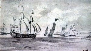 Navi in una brezza nel Tamigi o Medway da John Constable