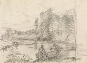 Due figure vicino a un fiume da John Constable