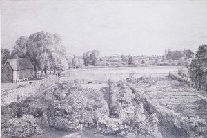 Veduta di East Bergholt sul giardino della cucina di Golding, casa di Constable da John Constable