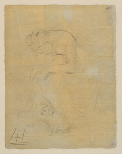 Donna seduta, con un cane ai suoi piedi, verso, c.1806 da John Constable