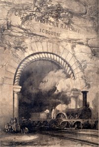 Locomotiva Acheron 2-2-2 che emerge da un tunnel vicino a Bristol, frontespizio di The History and Description of the Great Western Railway, 1846
