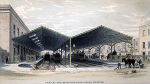 Capannone di arrivo e partenza, Londra, 1839 da John Cooke Bourne
