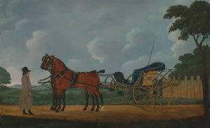 Un gentiluomo con la sua coppia di cavalli attaccati a un calesse da John Cordrey