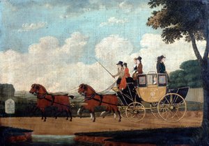 La carrozza della posta reale, Chelmsford a Londra, 1799 da John Cordrey