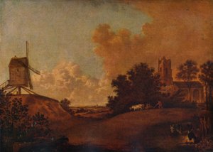 Vecchia chiesa e mulino di Orford, Suffolk, c1782