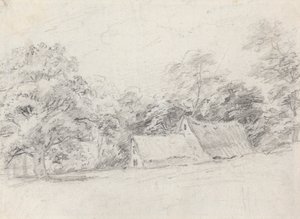 Due edifici tra gli alberi da John Crome
