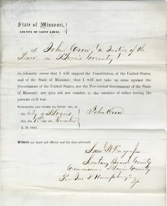 Giuramento di fedeltà di John Crow del Missouri, Contea di St. Louis da John Crow