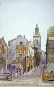College Hill e la Chiesa di St Michael Paternoster Royal, Città di Londra, 1883