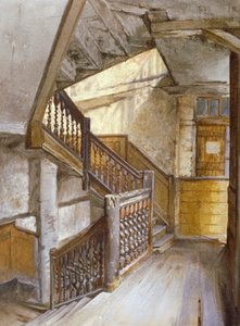 Vista interna di una scala in una casa a White Lion Court, Westminster, Londra, 1880