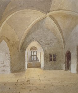 Vista interna della prigione nella Bowyer Tower, Torre di Londra, Stepney, Londra, 1883 da John Crowther