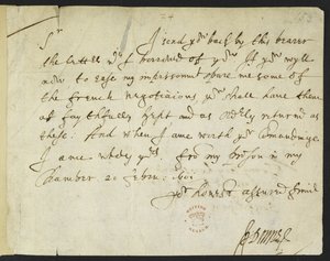 Lettera autografa di John Donne a Sir Robert Cotton, scritta dalla prigione, 20 febbraio 1601