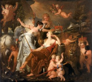 Una defunta principessa che personifica la pace incoronando la gloria dell