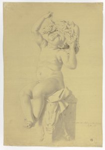 Statua Antica di Putto Seduto che Tiene una Maschera di Sileno da John Downman
