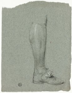 Gamba di figura in piedi (recto); schizzo di scarpe (verso) da John Downman