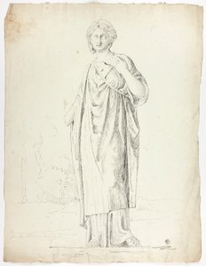 Statua antica di donna drappeggiata in piedi
