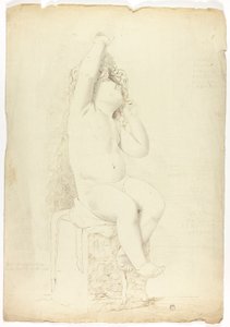 Statua antica di putto seduto che gioca con una maschera