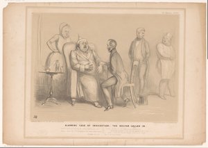 Caricatura in cui John Bull viene visitato dal medico da John Doyle