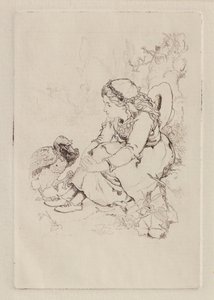 Ragazza seduta e grande uccello