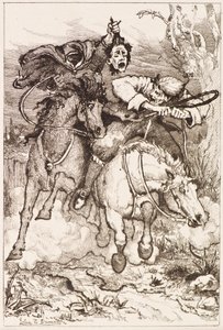 Due cavalieri al galoppo [uno porta la propria testa] da John Duncan
