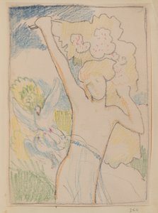 Senza titolo [Figura femminile e colombe] da John Duncan