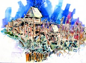 Villaggio tropicale su palafitte da John Dunn