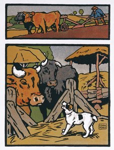 Illustrazione per Il cane e la mucca, da 