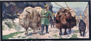 Yak di montagna, illustrazione da 