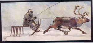 Renna e slitta, illustrazione da 